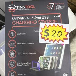 TIMSTOOL Universal 6-Port USB Charging Station