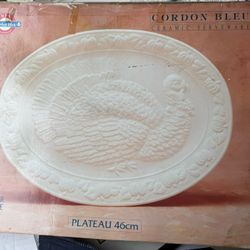 Turkey Platter Serving Tray  Thanksgiving Oval White Ceramic 