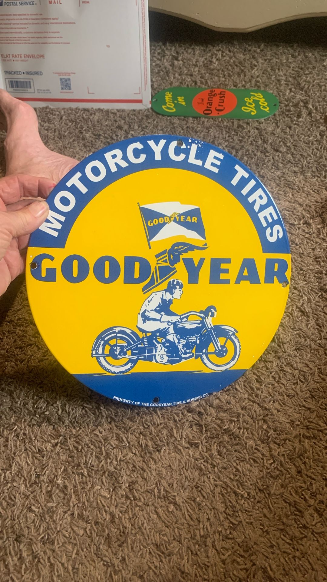 Like New Good Year Gas Station Porcelain Sign 11 3/4