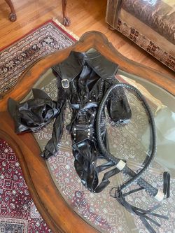 Black Leather Costume Set with Whip
