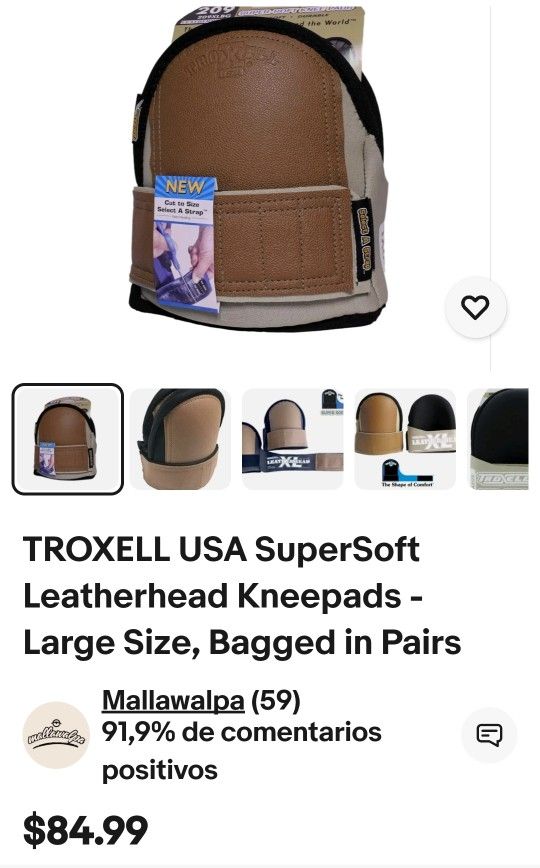 TROXELL USA SuperSoft Leatherhead Kneepads - Large Size, Bagged in Pairs