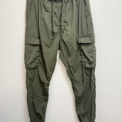H&M  Unisex Small Slim Fit Stretch Waistband Military Green Cargo Jogger Pants