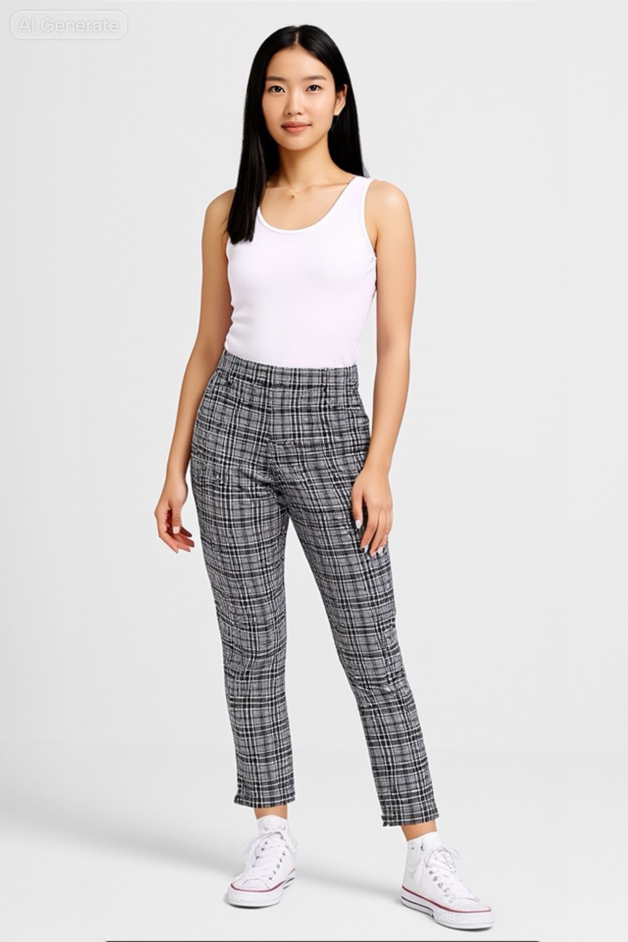 Hot Topic Grey Plaid High Waisted Cropped Skinny Pants Sz Large Grunge Punk