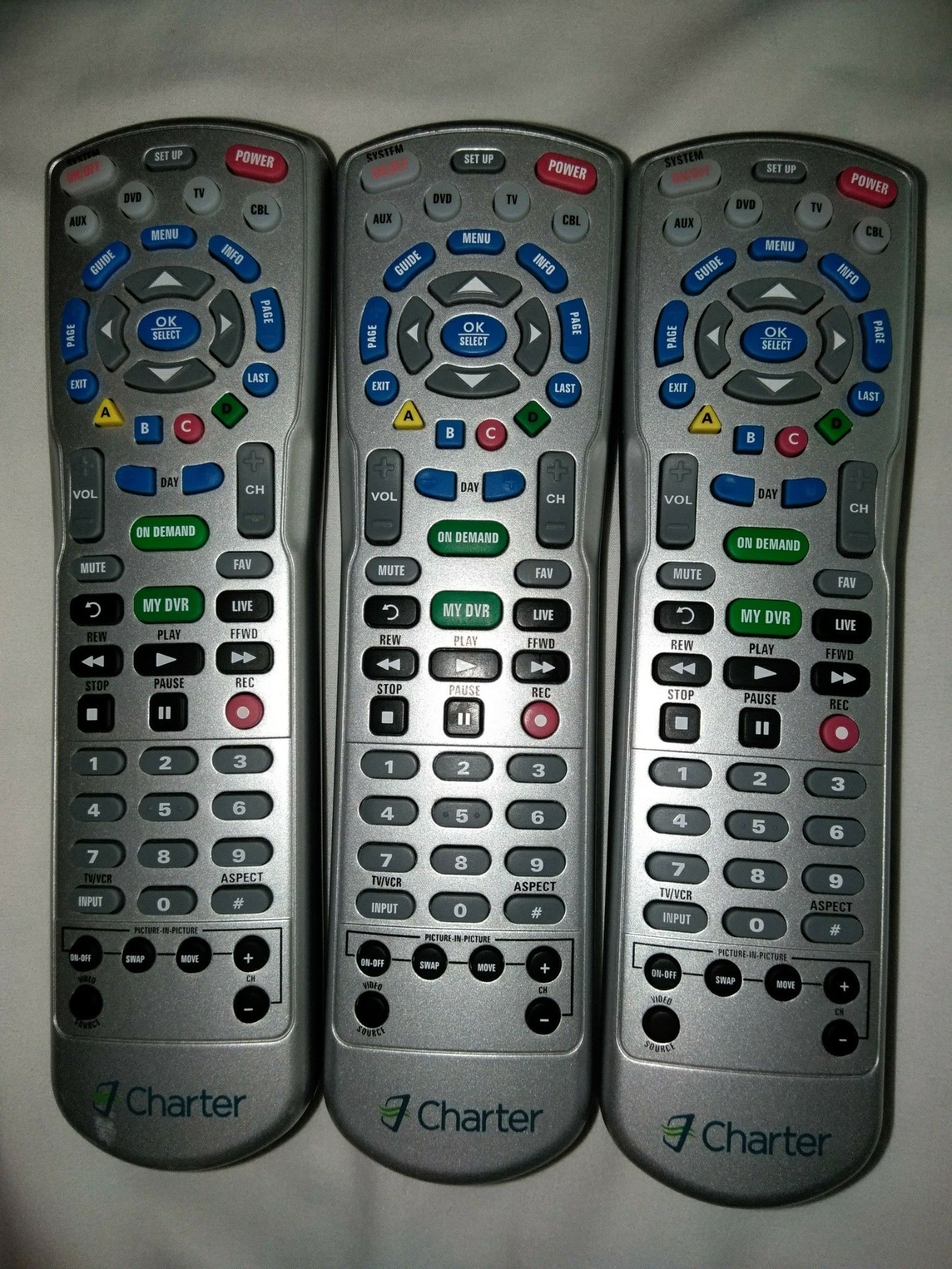 LOT of 3 Charter Spectrum Cable & 4 Device Universal Remote Controls