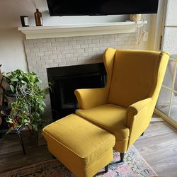 IKEA Strandmon Chair + Ottoman Yellow