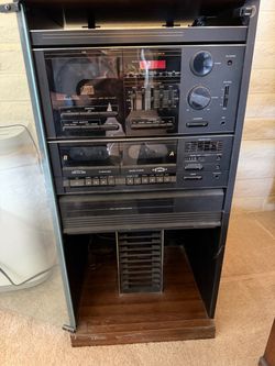 Vintage Stereo Tower System with CD, phonograph and Dual Cassette