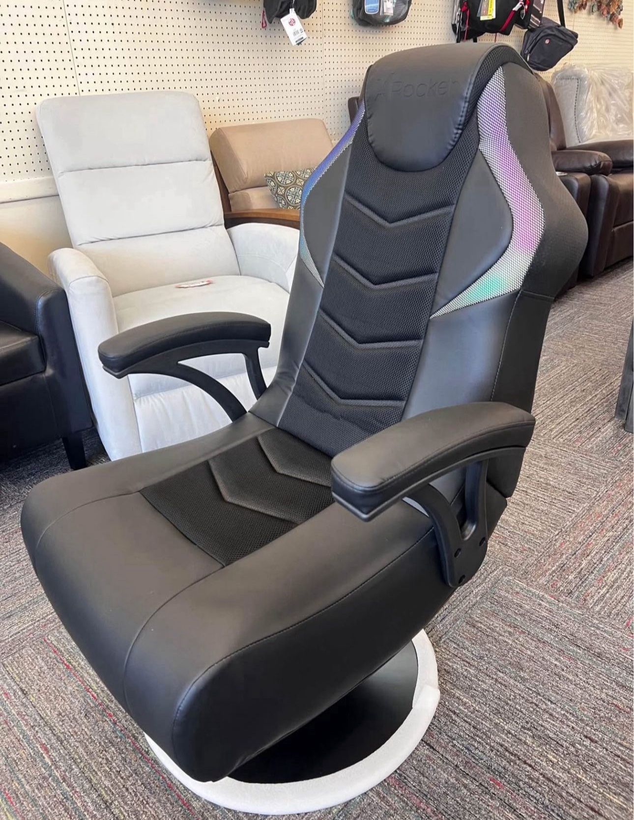 🎮✨ X Rocker Prism 2.1 RGB LED Pedestal Gaming Chair – Built-In Audio Speakers | Brand New ✨🎮