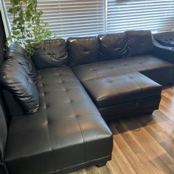 Black Faux Leather Couch