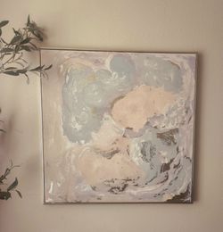 Thick framed canvas abstract floral painting picture