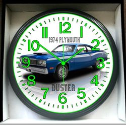 1974 Plymouth Duster Glow In The Dark Wall Clock New!