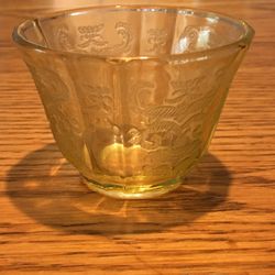 Vintage  Yellow Glass Teacup Size Bowl 