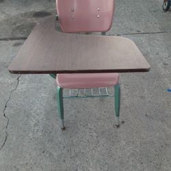 Vintage School Desk With Attached Seat