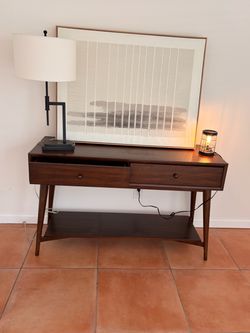 Mid-Century Modern Walnut Console Table
