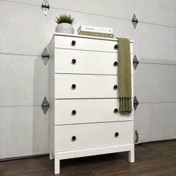 HUGE Solid Wood Dresser w/ Black Knobs, White Stain Finish