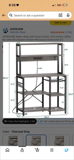 Rustic Grey Bakers Rack