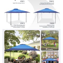 PHI VILLA Easy Set-up 13x13 Pop Up Canopy Gazebo Outdoor Tent Portable 169 sq.ft Sun Shade, Green