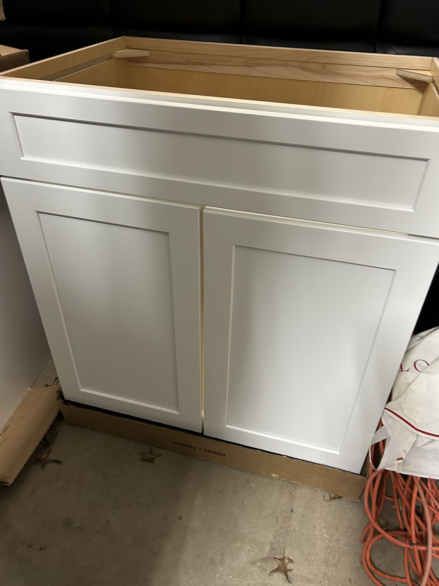 1 White Double Doors And Adjustable Shelf  1 White door bath, vanity cabinet