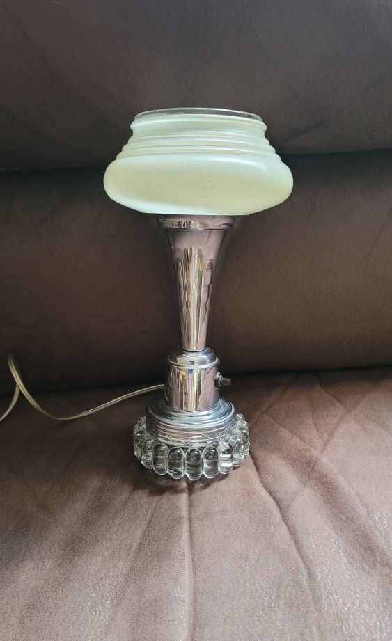 VINTAGE GLASS BOTTOM LAMP STANDS 11" HIGH