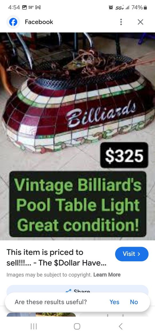 Vintage Pool Table Lights 