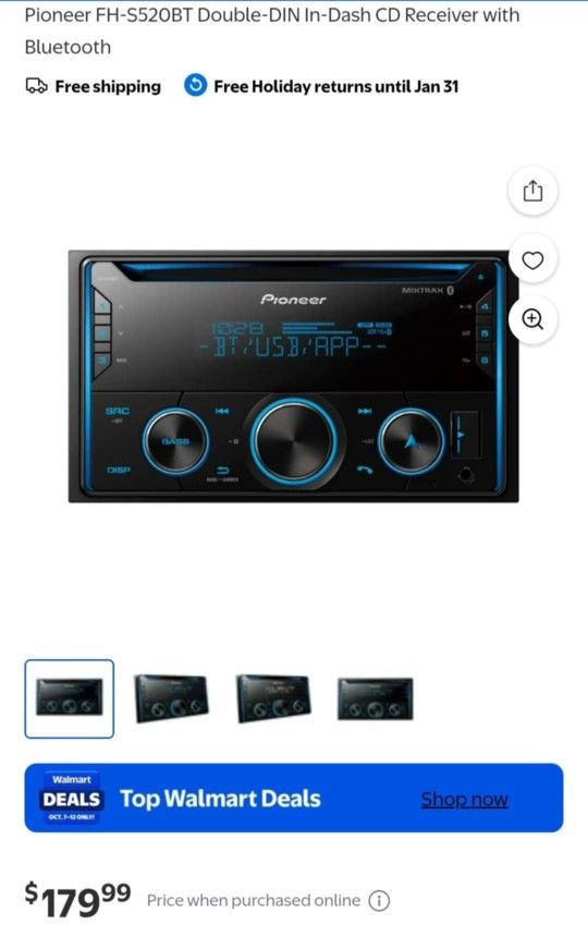 I'n  Very Good Condition Pioneer FH-S520BT Double-DIN In-Dash CD Receiver with Bluetooth