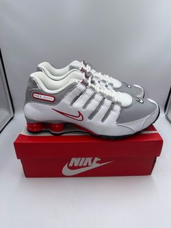 🔥 Nike Shox NZ White Metallic Silver Red 👟 Size 9 Men’s