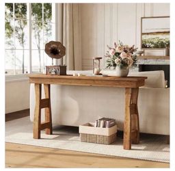 New in the box Benjamin 59 in. Rustic Brown Rectangle Solid Wood Behind Sofa Hallway Storage Console Table Home Entrance Foyer Modern (D861) Product D