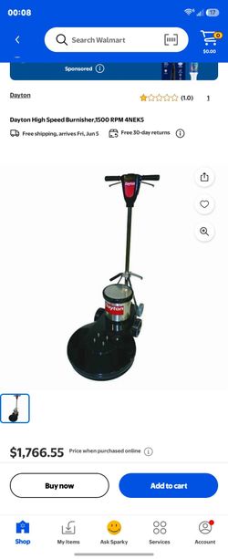 Dayton High Speed Burnisher, 1500 RPM 4NEK5