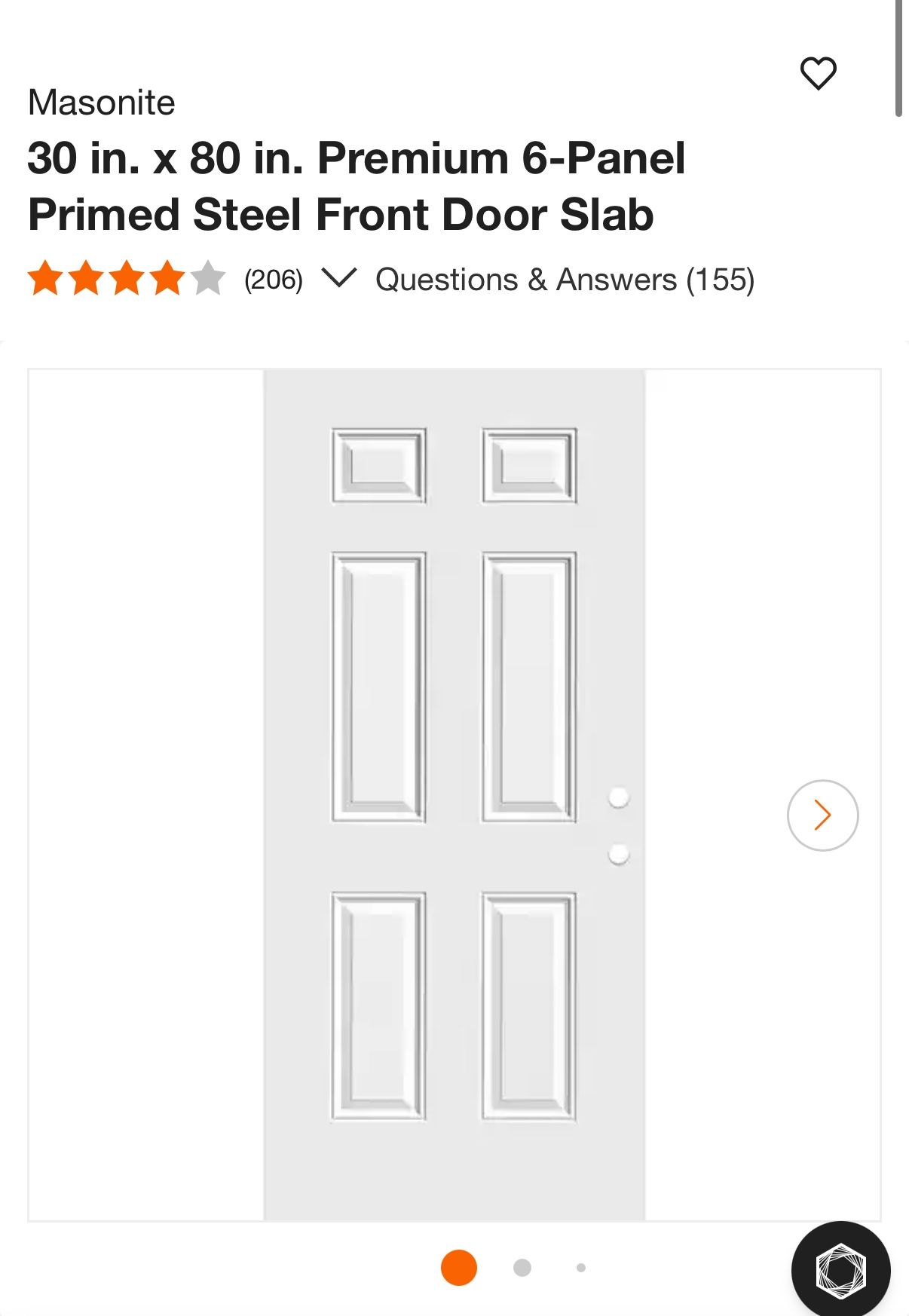 Masonite 30 in. x 80 in. Premium 6-Panel Primed Steel Front Door Slab Good Condition