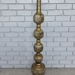 39” Vintage Solid Brass Floor Candle Holder Dragon Motif Handcrafted