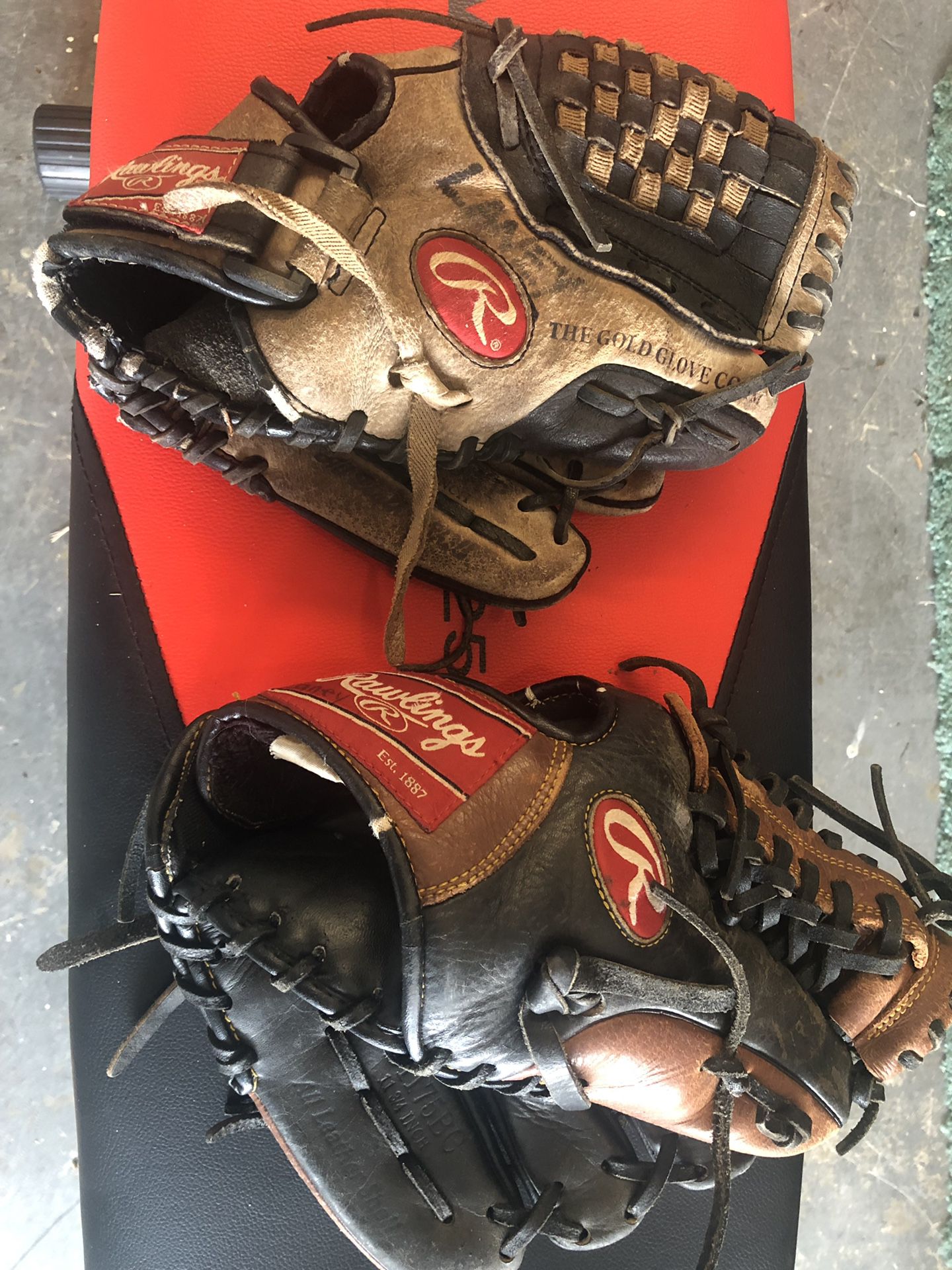 Two Rawlings baseball gloves