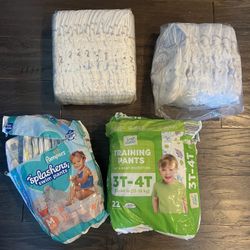 Bundle Training Pants 3-4T, Huggies Overnight Size 6 