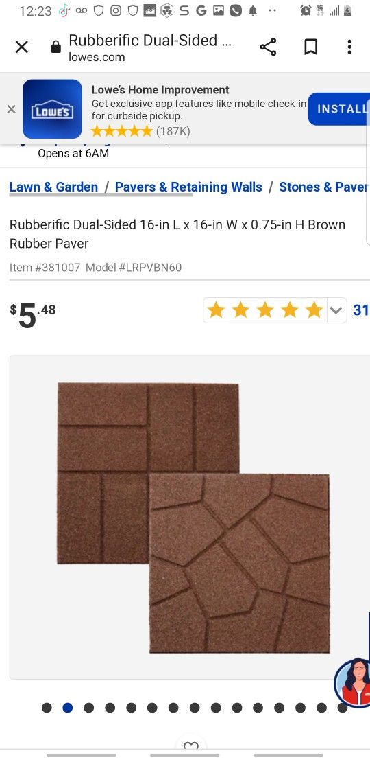 125 Rubberiffic Dual Sided Pavers: L16"xW16"x H .75"