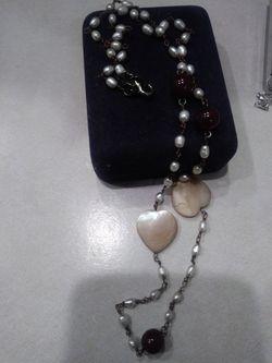 Mother of pearl and amber necklace