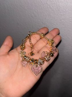 Gold/Pink Charm Bracelet