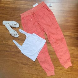 New w/tag Coral Linen Joggers Size S