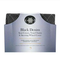 Pilot Black Denim Seat Covers Combo Embellished with Swarovski Crystals Car/SUV.