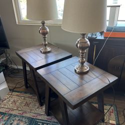 Two Lamps & Two Side Tables