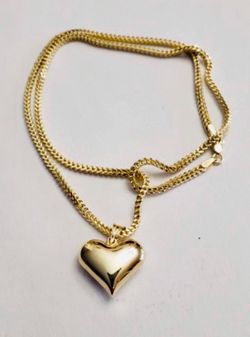 10K Yellow Gold Chain and Pendant For Wedding 18 Inches Long