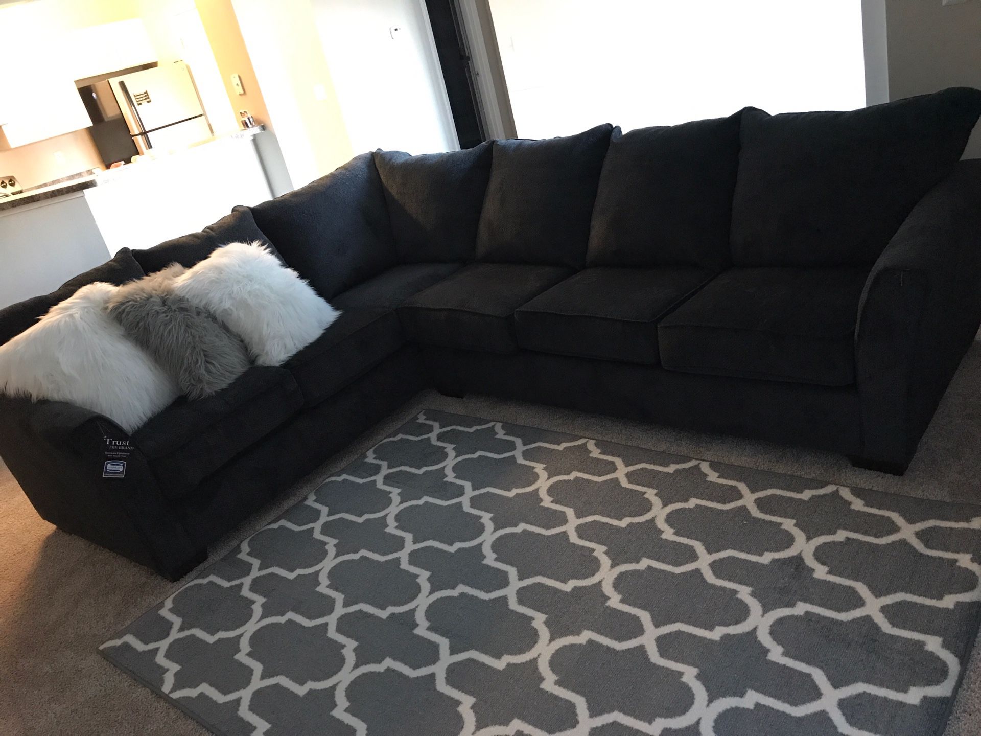 Navy blue sectional couch