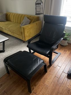 Leather chair with ottoman