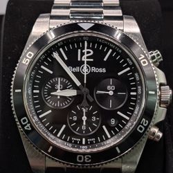 Bell & Ross BR V3-94 Stainless Steel Swiss Chronograph Automatic Watch 