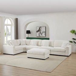 BRAND NEW 6 PIECES SECTIONAL COUCH WITH OTTOMAN SET