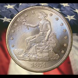 1874 Trade Dollar Silver Plated Novelty Coin - Uncirculated