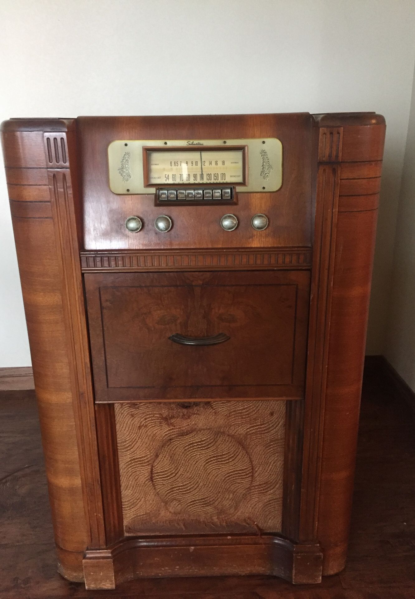 Antique radio, record player
