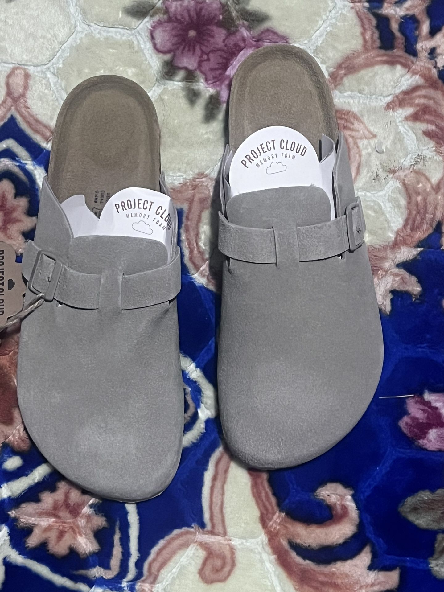 Mens Clogs - 100% Full Grain Genuine Leather Memory Foam Clogs for Men Arch Support Cork Size 12