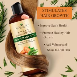 Sweet Almond Oil with Rosemary Oil - 8 Fl Oz - 100% Pure and Natural - Premium Grade Carrier Oil for Skin and Hair - Hair and Body - Massage