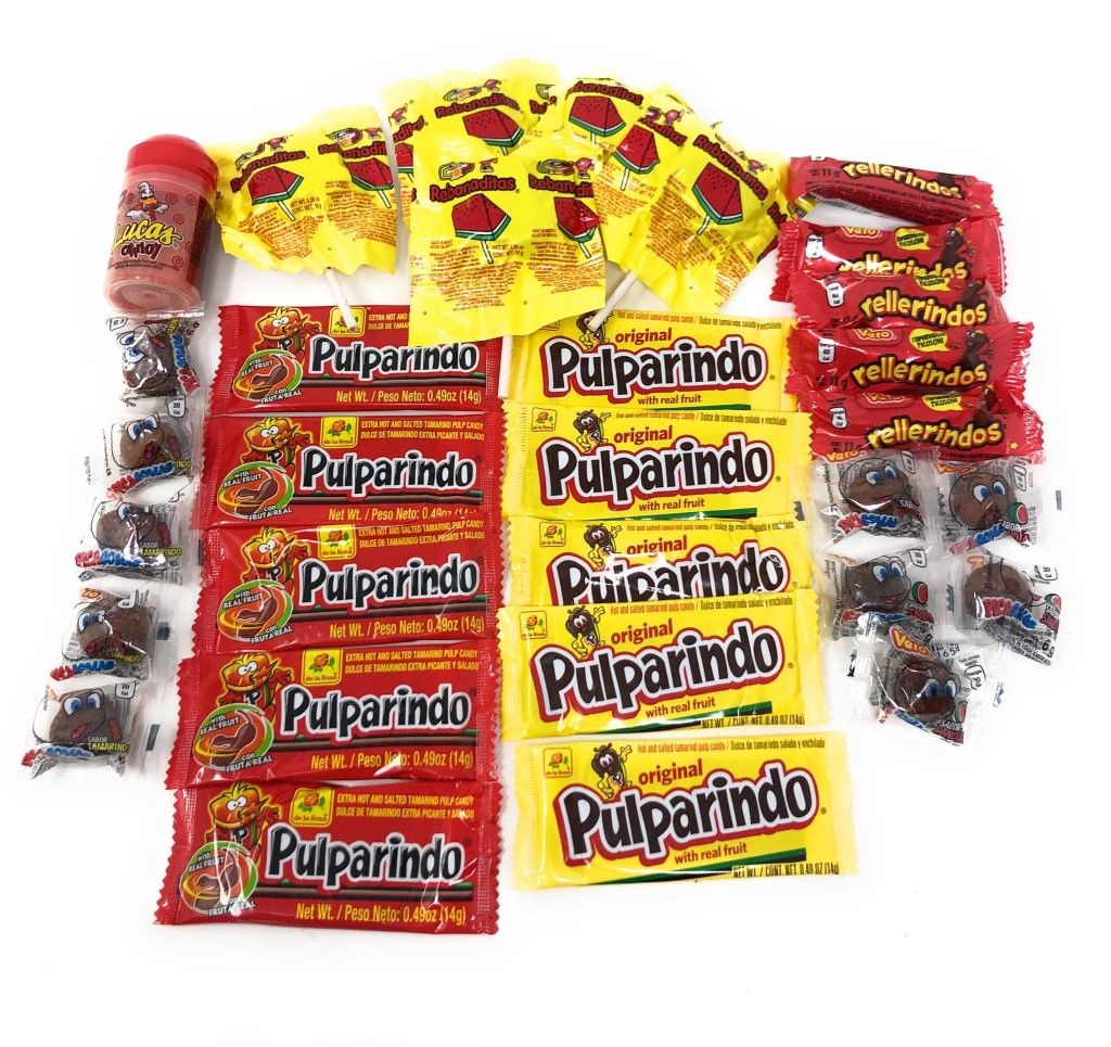 Mexican Candy Assortment rebanitas watermelon chili paletas pulparindo tamarindo Vero pica rellerindos Lucas chamoy