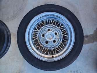 Vintage Truespoke Wire 15" Wheel 5 Lug Chrome 15x7" Rim