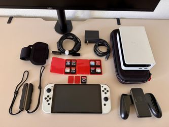 Nintendo Switch OLED White Bundle + 9 Games - Crash, Mario Party, FIFA 22/23, Just Dance, etc