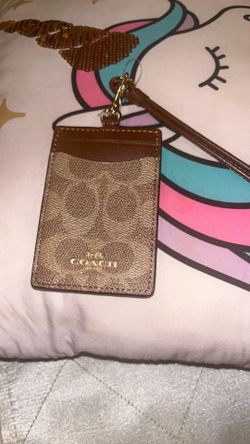 Coach ID Lanyard Wallet Card Case Leather Purse With ID Window In Signature Canvas Small Wallet For Women Purses Travel Accessory